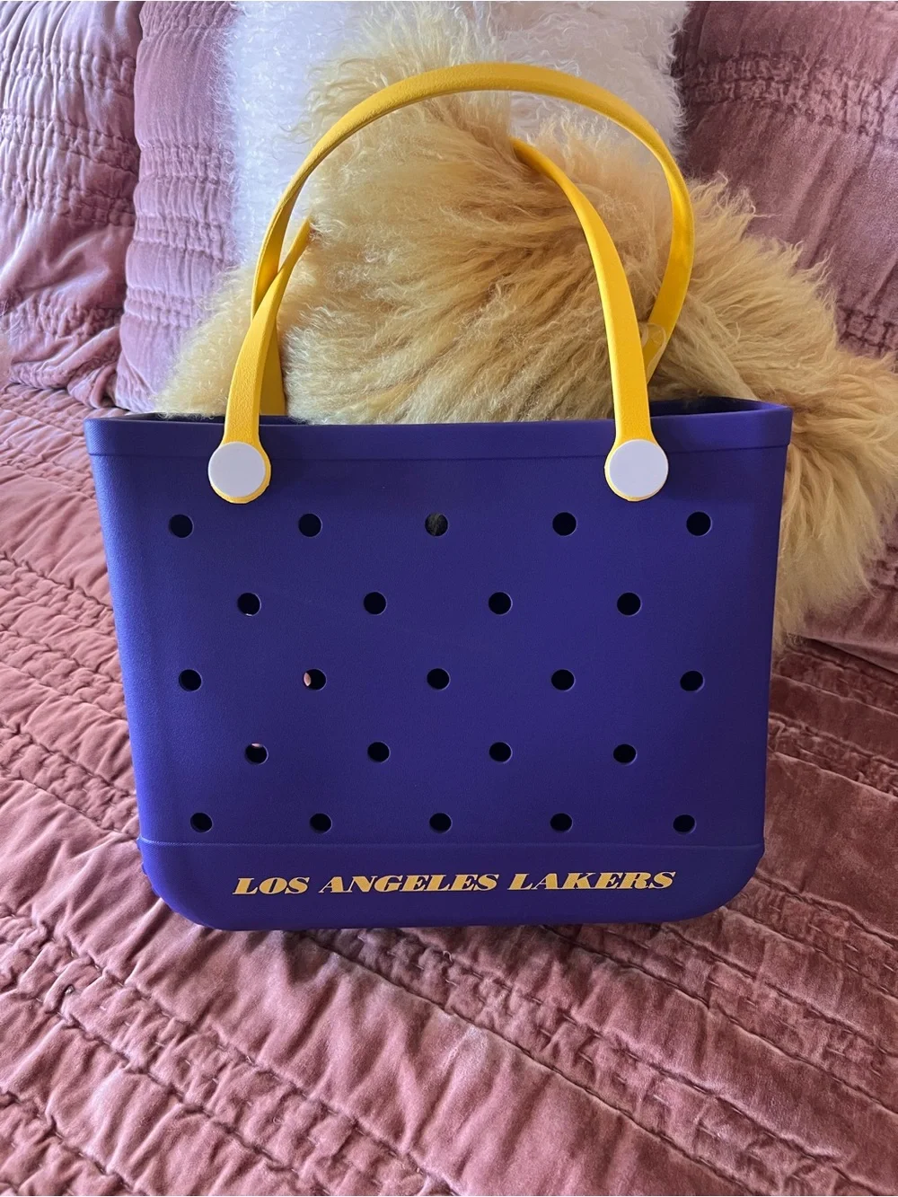 Purple Tote BOGG BAG Crocs lk LA Los Angeles Lakers NBA New w/ crossbody bum bag
